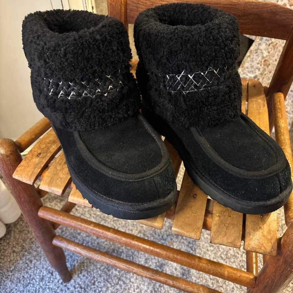 UGG Black Shearling Cuffed Ankle Boots